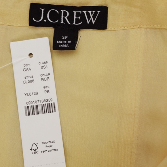 New JCREW Size P S PS Petite Sorrento Dress Cotton Voile Banana Cream $198 CL066 - Picture 6 of 6